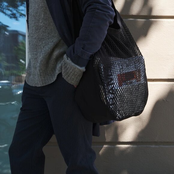 Scandinavian Net Shoulder Bag - Clay - Mesh Bag Big - Organic Cotton NWT Unisex - Picture 9 of 14